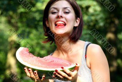 woman with melone