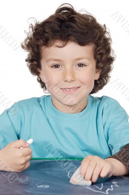 adorable boy studying