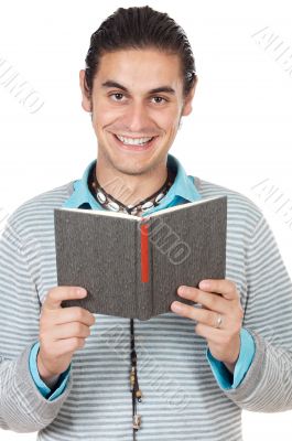 Teen reading a book
