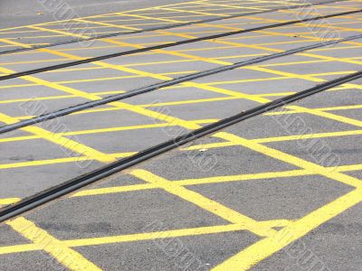 Tram rails. Crossing