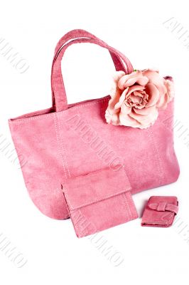 Assortment of pink handbags