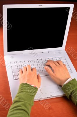 Woman working on laptop