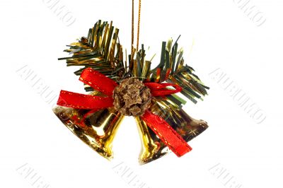 Two gold Christmas bells