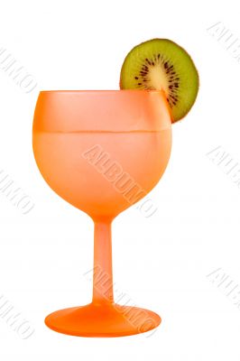 Red Glass with slice of kiwi