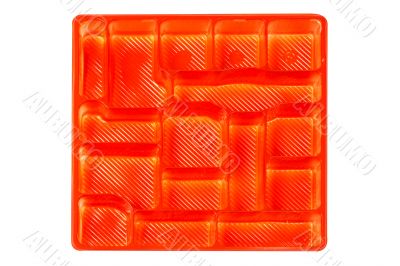 Red wrapper of plastic empty