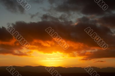 Red sunrise in winter
