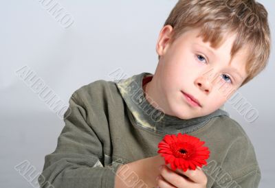 boy with flower