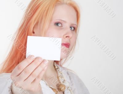 woman with card
