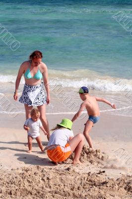 Family on the beach