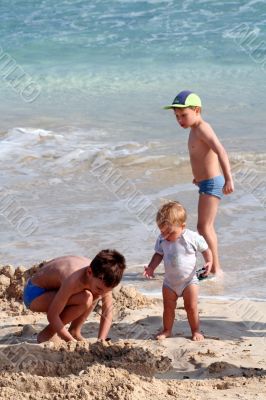 family on the beach
