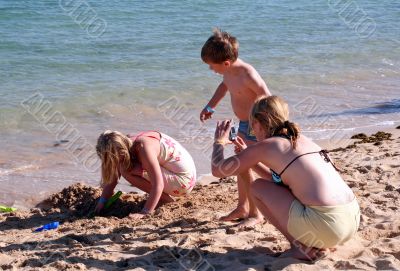 Family on the beach