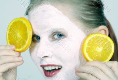 woman with oranges