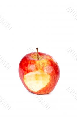 Red apple with one bite