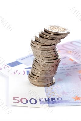 Coins and euro bills