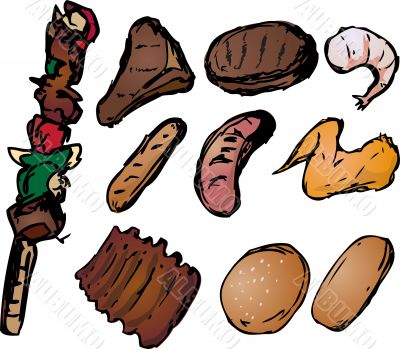 Barbecued meats illustration