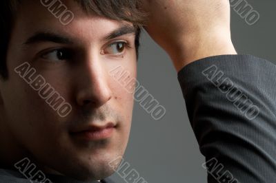 face and hand from man