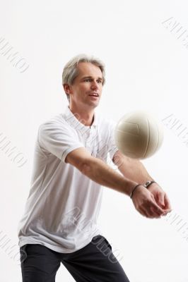playing volleyball