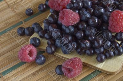 bilberries and raspberries