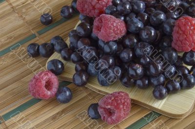 bilberries and raspberries
