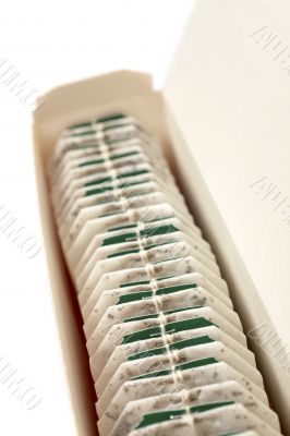 Tea bags on the box