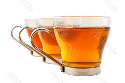 Three glass cups of tea