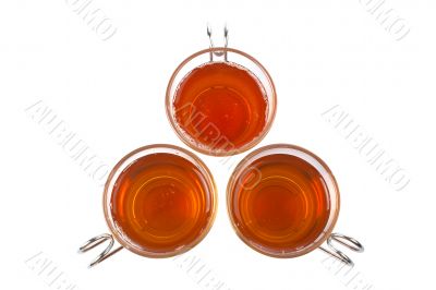 Three glass cups of tea