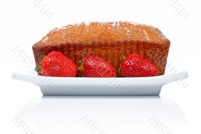 Cake with three strawberries