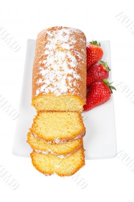Slices of cake with strawberries