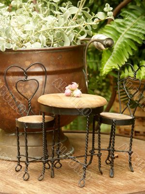 miniature ice cream table and chairs on tabletop