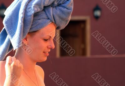 woman with towel