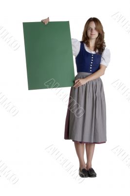 woman with empty poster