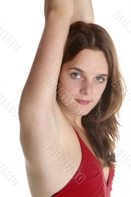 woman hands up
