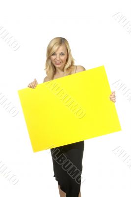 woman with empty poster