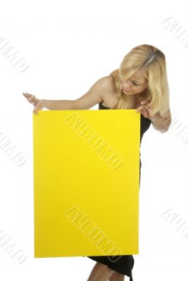 woman with empty poster