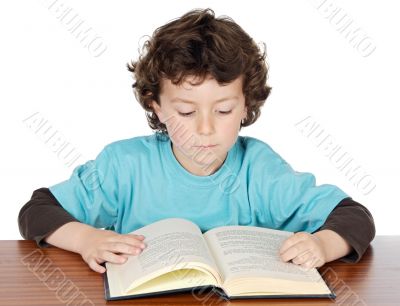 adorable boy studying