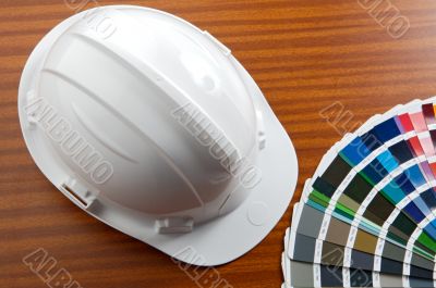 helmet and cart of colors