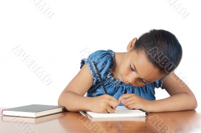 adorable girl studying