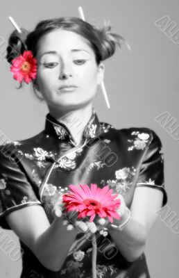 woman with flowers