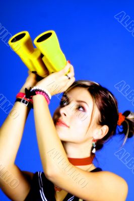 woman with spyglasses