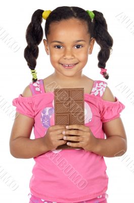 adorable girl eating chocolate