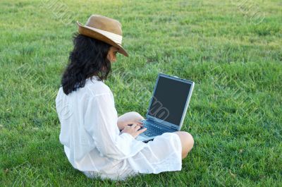 woman with computer
