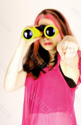 woman with spyglasses