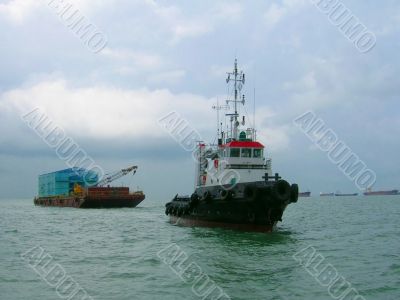 tug boat and barge