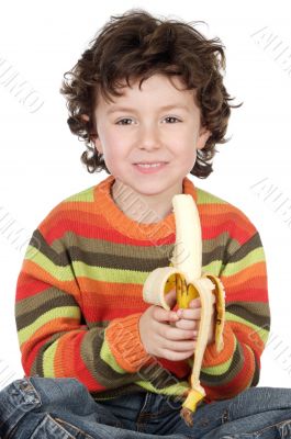 child eating a banana