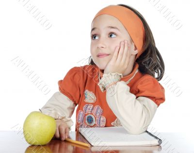 adorable girl studying