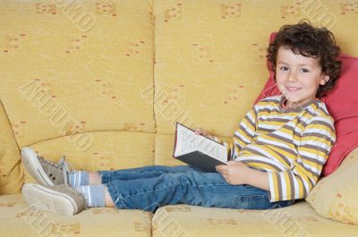 adorable boy reading