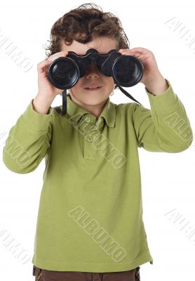 adorable boy with binoculars