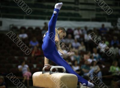 Gymnast on pommel