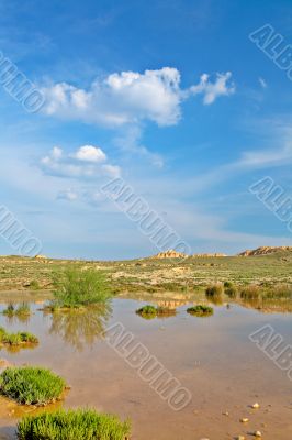 Lake over the blue sky