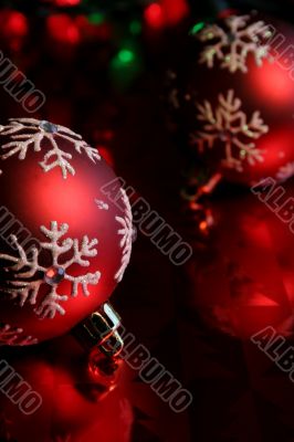 Red Snowflake Baubles Upclose